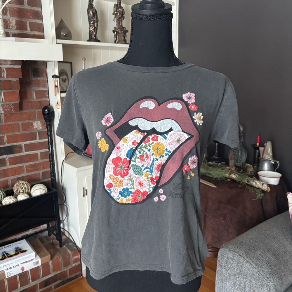 Lucky Brand Gray Rolling Stones Tee